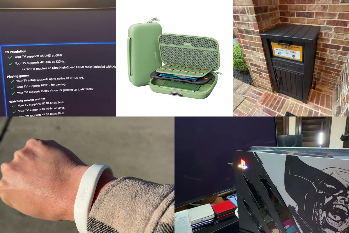 Five more products: Alienware monitor, Belkin Switch 2 charging case, Parcel Box, DOT wristband, PS5 RGB light